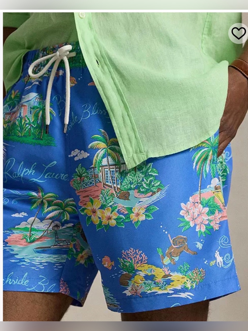 Ralph Lauren Blue Tropical Print Swim Shorts size small